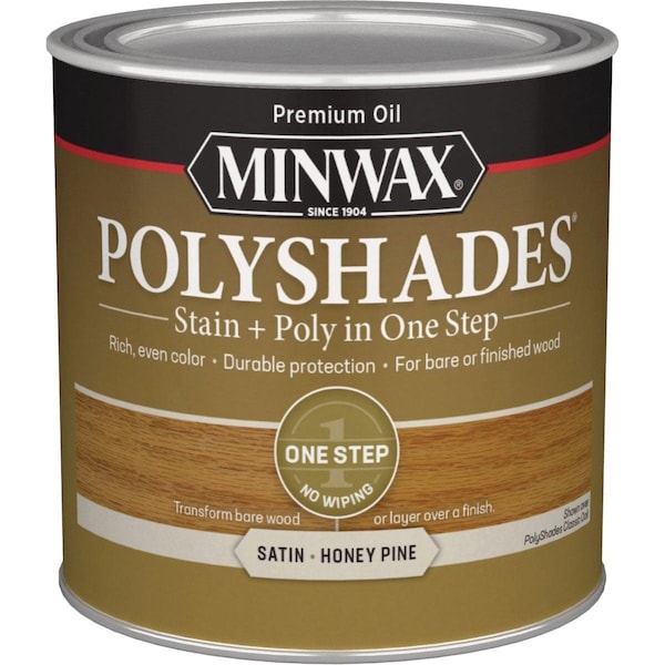 Minwax Polyshades 1/2 Pt. Satin Stain & Finish Polyurethane In 1-Step, Honey Pine 213104444 - main
